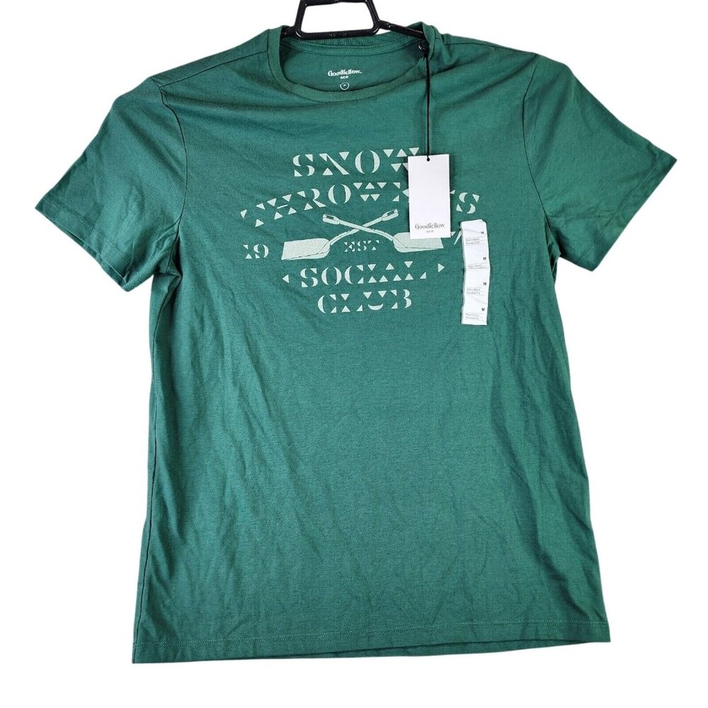 Mens Goodfellow Green T Shirt Short Sleeve Pine Snow Throwers Crew Neck M